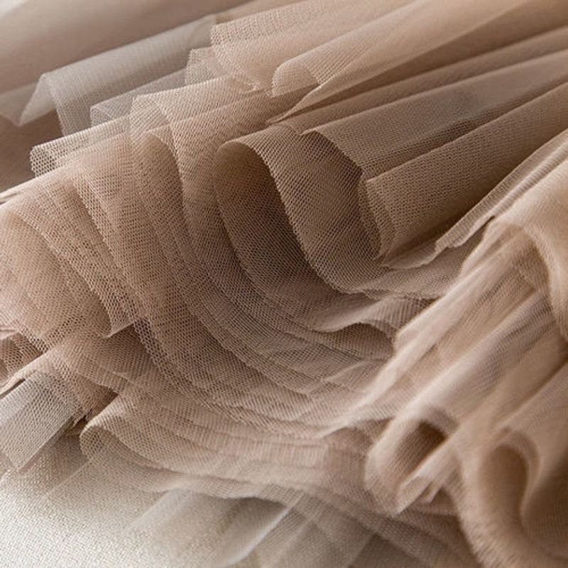 Gauze Patchwork Pleated Midi Skirts Spring Summer Fashion Streetwear Casual Elastic High-waisted Women's Skirt 220317