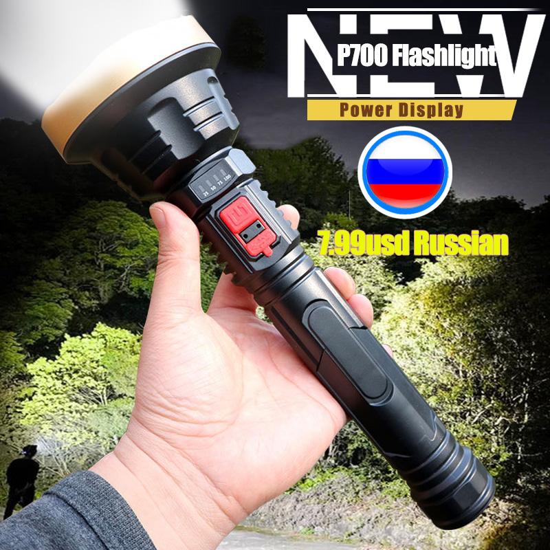 Flashlights Torches Super 100000LM LED P700 USB Rechargeable Tactical Flash Light Long Range 1000m Torch Waterproof Camping Hand LightFlashl
Flashlights Torches Super 100000LM LED P700 USB Rechargeable Tactical Flash Light Long Range 1000m Torch Waterproof Camping Hand LightFlashl