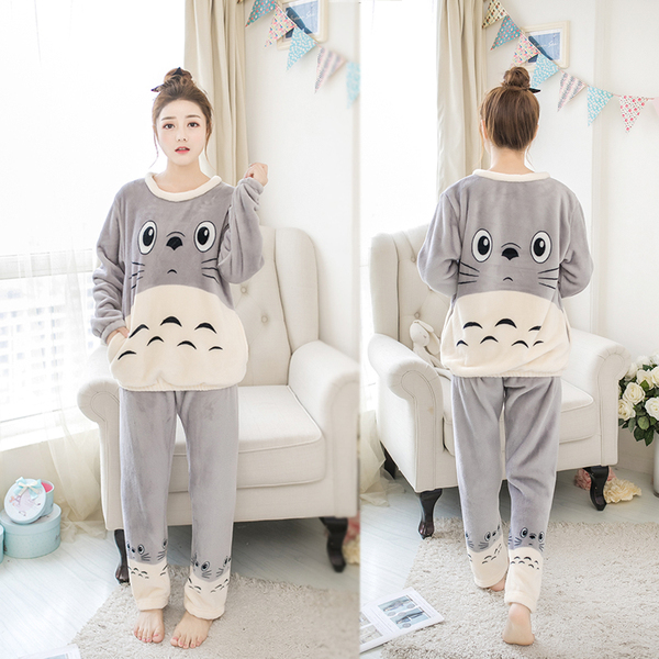 Autumn Winter Warm Flannel Women Pijama Sets Thick Coral Velvet Long Sleeve Cute Sleepwear Thin Pajamas 220329