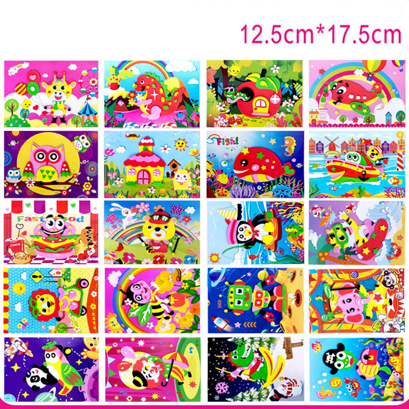 20 Pcs Wholesale 3D EVA Foam Stickers Puzzle Game DIY Cartoon Animal Learning Education Toys Toddler Kids Art Craft Kits Children Gifts