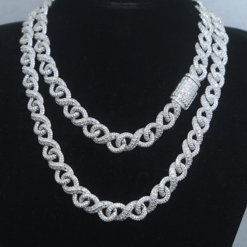 New Arrived High Qulaity Infinity Symbol Necklace Bling 5A Cubic Zirconia CZ Punk Jewelry with Flip Button 8 Heavy Cuban Chain hip hop jewelry