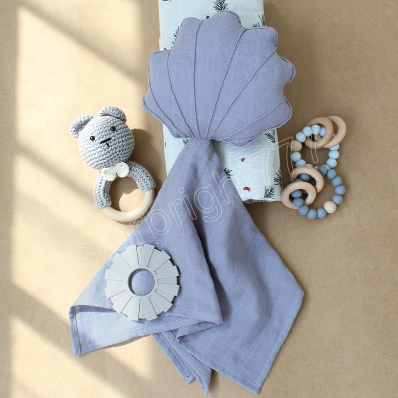 Newborn Soothe Appease Towels Baby Saliva Towel Organic Cotton Moon Star Toy Baby Comfort Lovely Muslin Security Bib 40x40cm