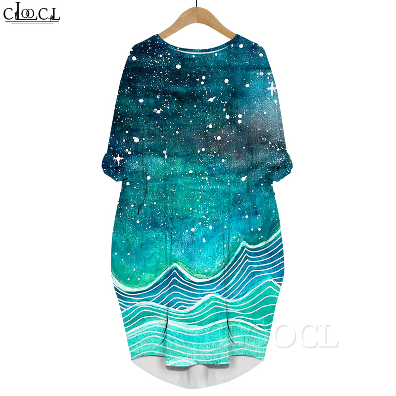 Women Starry Sea 3D Printed Dress Long Sleeve Gown Pocket Round Neck Dresses Fashion Summer Dresses Robe Loose Dress 220616, Long sleeved dress21
Women Starry Sea 3D Printed Dress Long Sleeve Gown Pocket Round Neck Dresses Fashion Summer Dresses Robe Loose Dress 220616, Long sleeved dress21