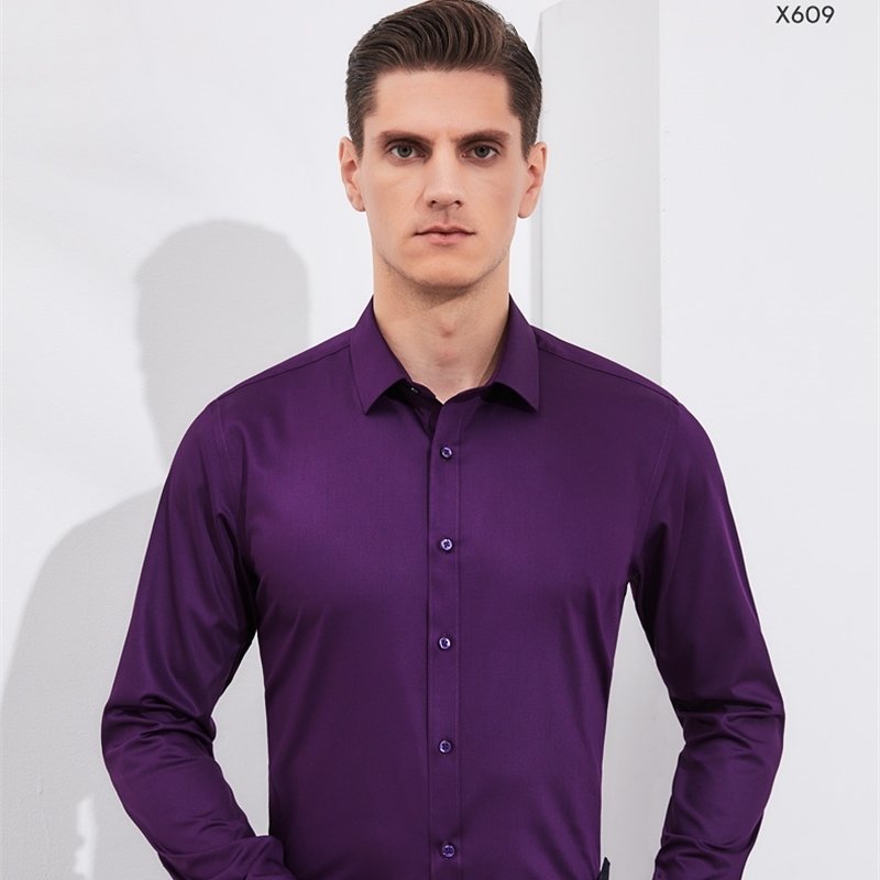Customize men shirt long sleeve personalize solid color A725 outwear yellow pink grey 220322