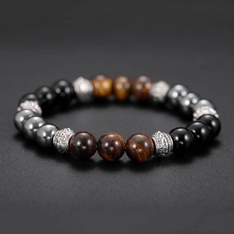 Popular Design 8MM Tiger Eye Beads Strands Bracelet Black Hematite Stone Bracelets Jewelry for Men