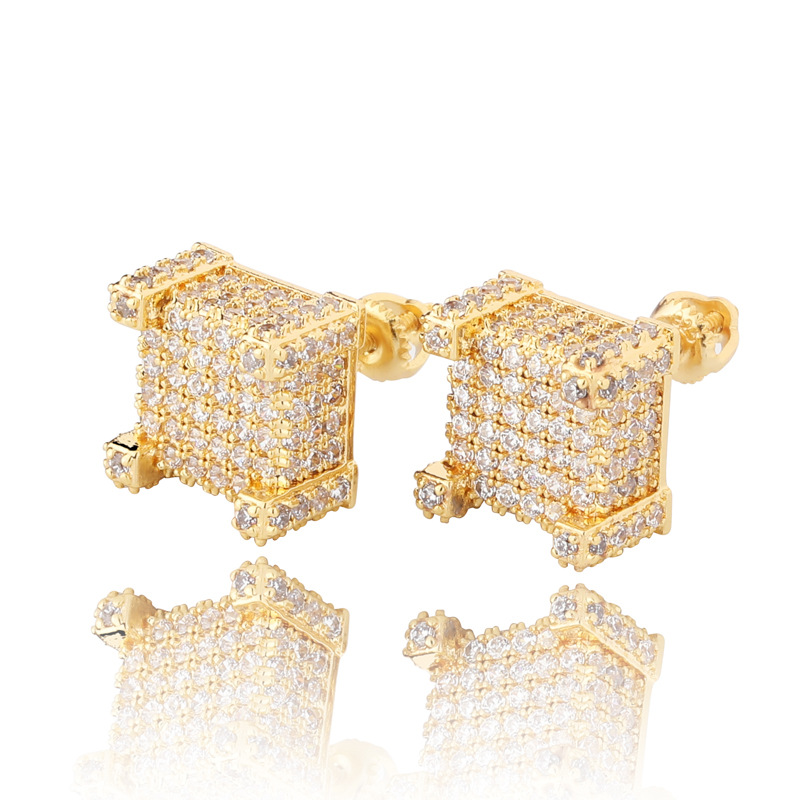 Luxury Designer Men Stud Earrings Hip Hop Fashion Man Earring Women Ear Ring Mens Diamond Earings Zircon Earing Bling Rapper Squar