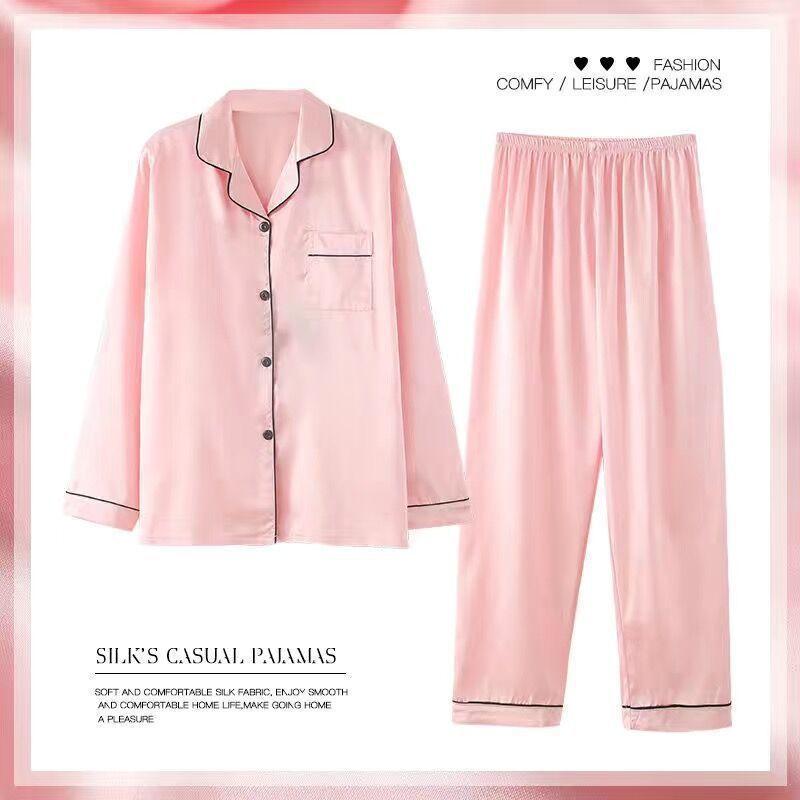 Home Clothing Silk Pajamas Women's Spring And Summer Long-sleeved Trousers Suit Thin Ice Satin Ladies Sexy Service Large Size 5XLhome
Home Clothing Silk Pajamas Women's Spring And Summer Long-sleeved Trousers Suit Thin Ice Satin Ladies Sexy Service Large Size 5XLhome