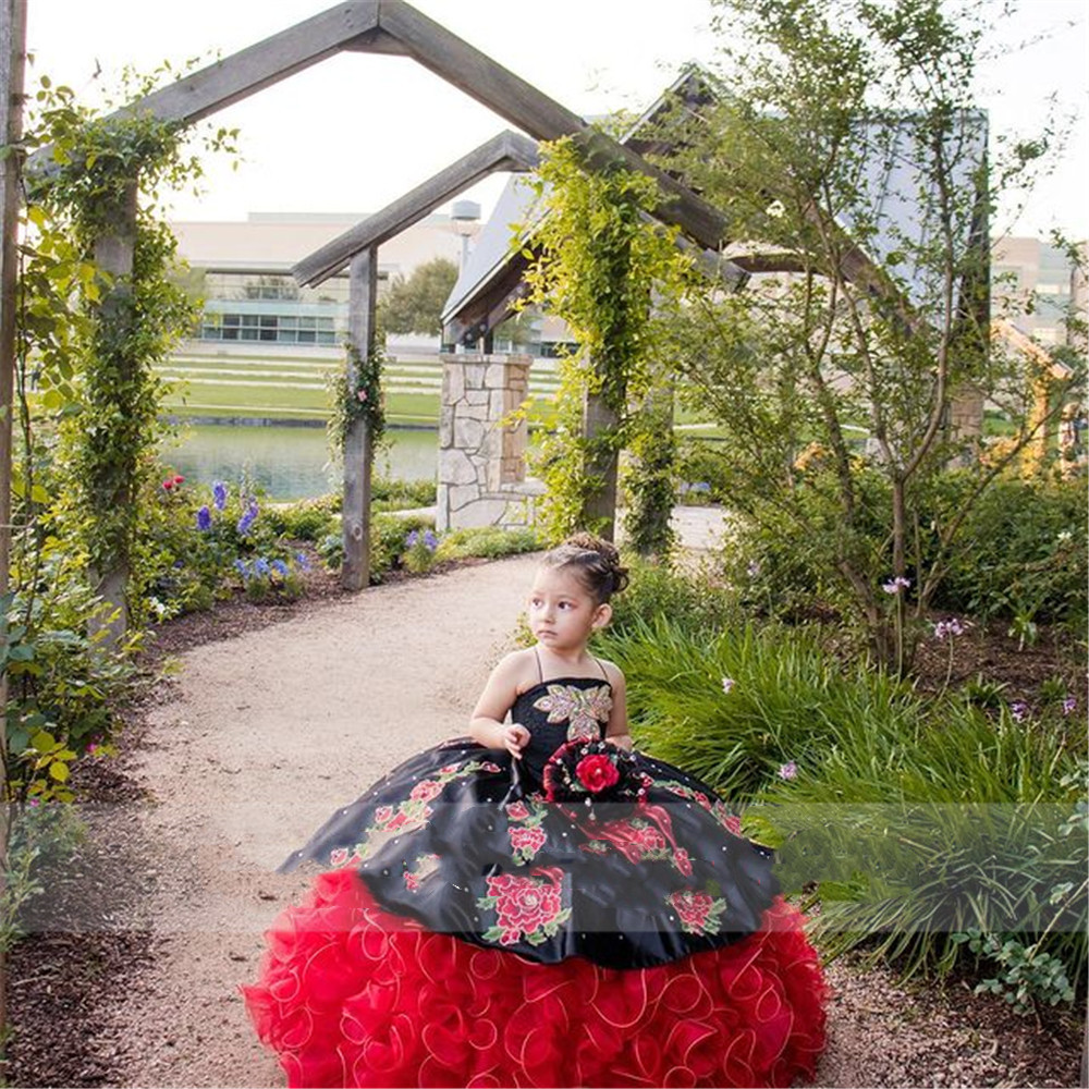 Children Princess mini Quinceanera Dress Embroidery Crystal Beauty Ball Gown Puffy Flower Girl Birthday Dress For Photography