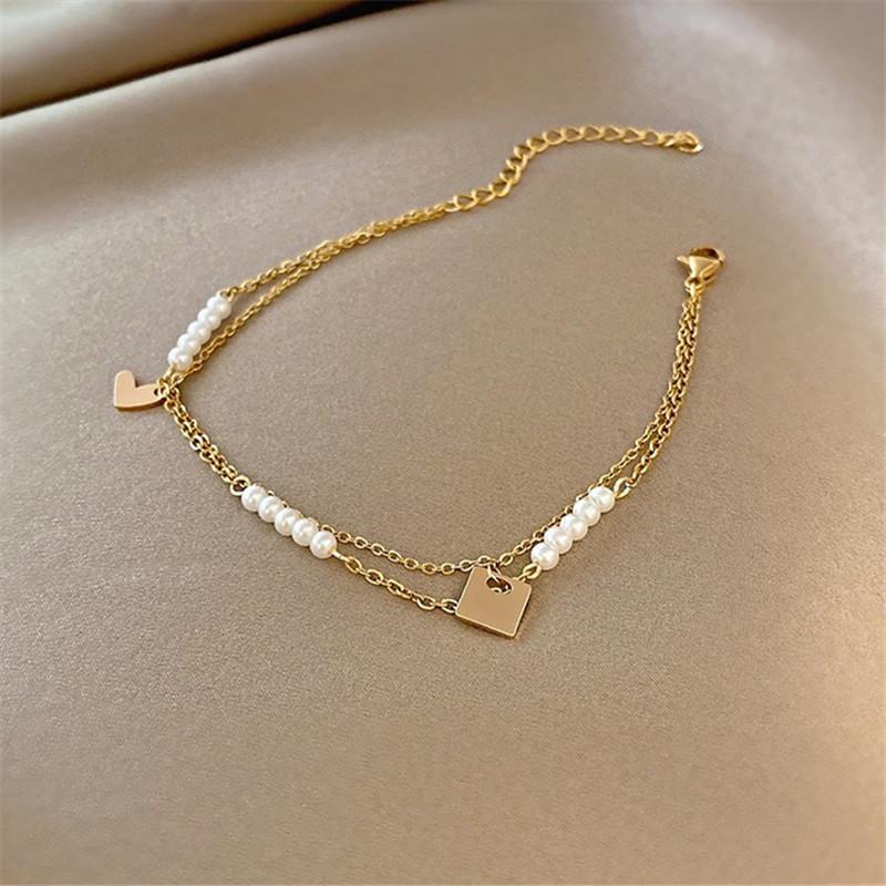 Link Chain Double Layer Tassel Love Heart Square Gold Color Charm Bracelet For Women Girl Accessories Korean Fashion Jewelry Gift Sl542Link
Link Chain Double Layer Tassel Love Heart Square Gold Color Charm Bracelet For Women Girl Accessories Korean Fashion Jewelry Gift Sl542Link