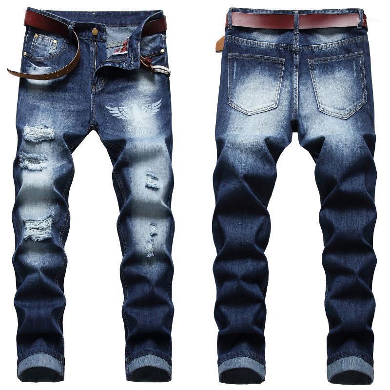 Men's Jeans High Quality Men’s Eagle Prints White-washed Ripped Denim Pants Slimming Scratches Casual Pants;, Blue
Men's Jeans High Quality Men’s Eagle Prints White-washed Ripped Denim Pants Slimming Scratches Casual Pants;, Blue