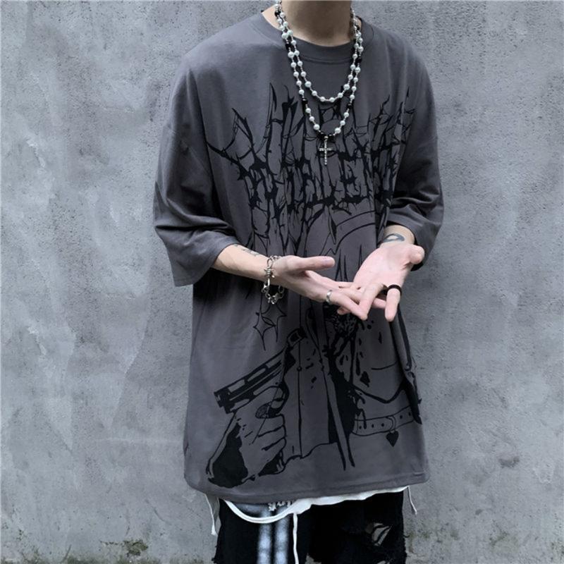 Men039s TShirts Emo Women Men Gothic Anime T Shirt Hip Hop Top Tees Oversized Streetwear Harajuku Tshirt Short Sleeve Alt Tee2513085