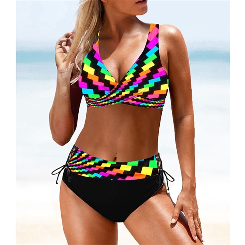 Sexy Bikinis Set Colorful Striped Push Up Bikini Summer Padded Bra Swimsuit Female Swimwear Women Biquini 220616
Sexy Bikinis Set Colorful Striped Push Up Bikini Summer Padded Bra Swimsuit Female Swimwear Women Biquini 220616