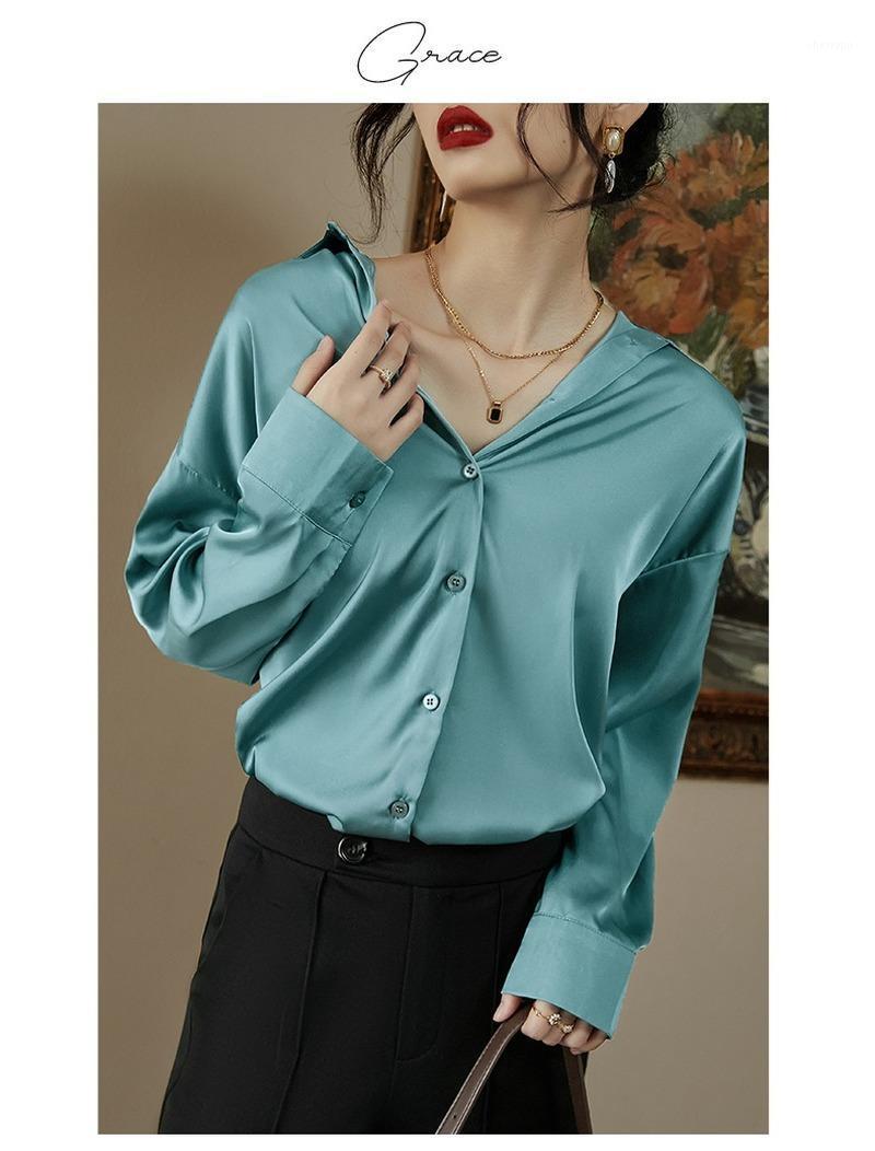 Women's Blouses & Shirts D42812 Valia French Women Solid Color Woman Tops Long Sleeve Blouse Satin Button Up Shirt, White
Women's Blouses & Shirts D42812 Valia French Women Solid Color Woman Tops Long Sleeve Blouse Satin Button Up Shirt, White