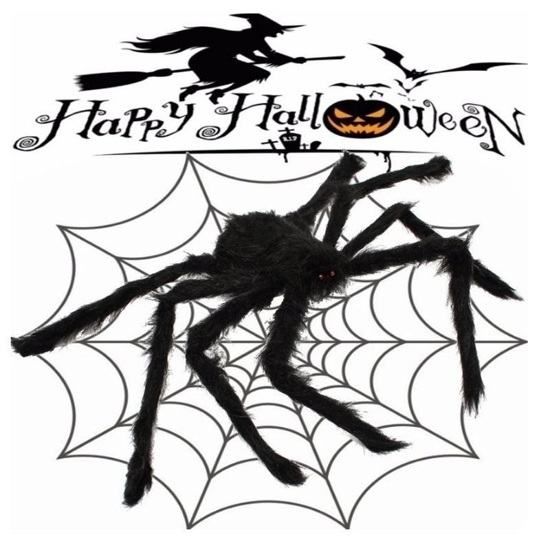 30cm/50cm/75cm/90cm/125cm/150cm/200cm Black Spider Halloween Decoration Haunted House Prop Indoor Outdoor Giant Decor 0803