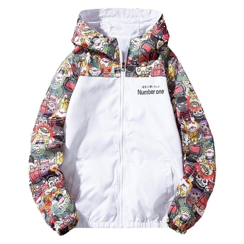 New Winbreaker Mens Casual Hoodies Jackets Printed Clothes Men's Hooded Windbreaker Male Outwear Streetwear T200117