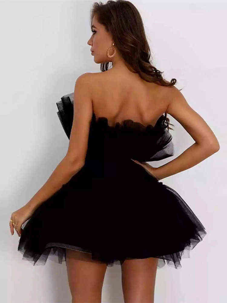 Women Off Shoulder Mesh Tutu Dress 2022 Female Fashion Bodycon Lace Short Dresses Ladies Sweety Elegant Party Evening Outfits T220818
