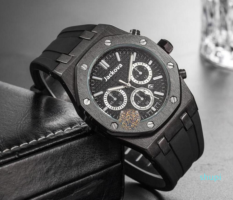 Mens Sport Wrist Watch 42mm Quartz Movement Male Time Clock Watch with Rubber Band men silicone belt skeleton quartz top watch, As pic