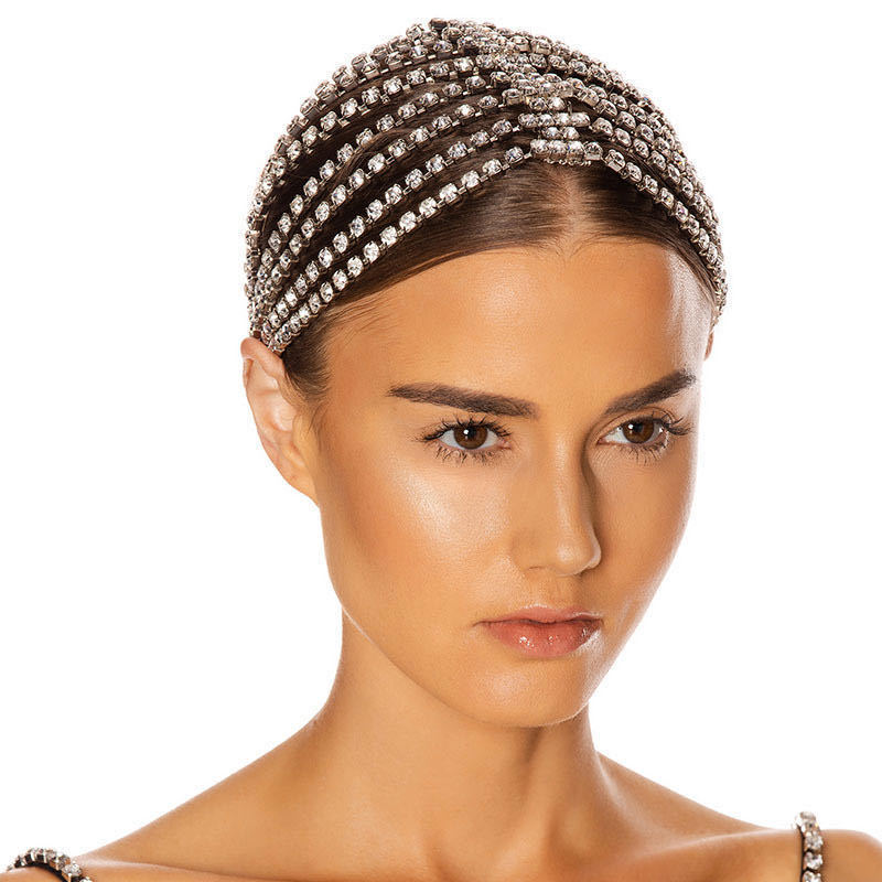 Fashion hot selling Bridal Headband long tassel hair chain accessories suitable for women's crystal multi strand hair chain 0615