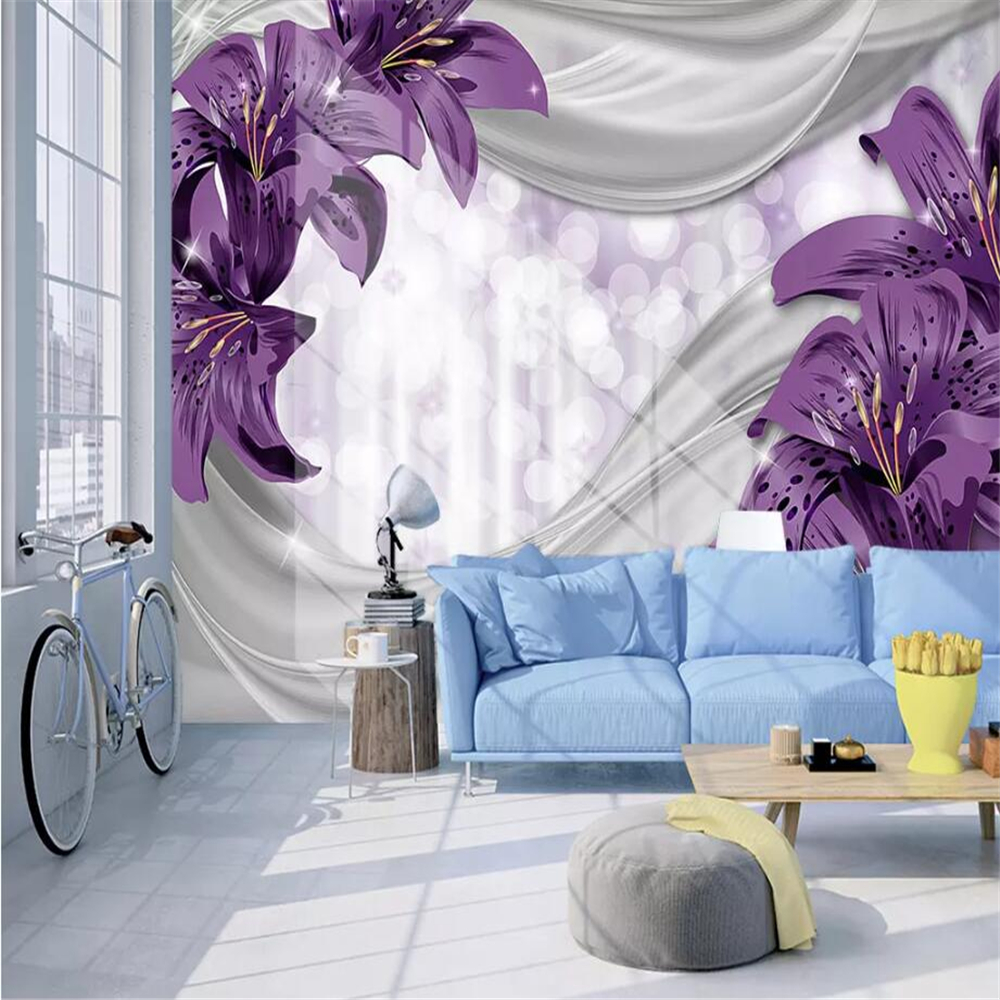 Custom large wallpaper 3d lily flower silk garden modern 3d papel de parede background wall papers home decor, Purple
Custom large wallpaper 3d lily flower silk garden modern 3d papel de parede background wall papers home decor, Purple