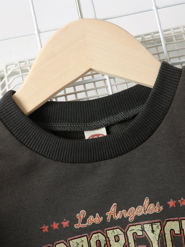 Toddler Boys Slogan & Motorcycle Print Pullover SHE