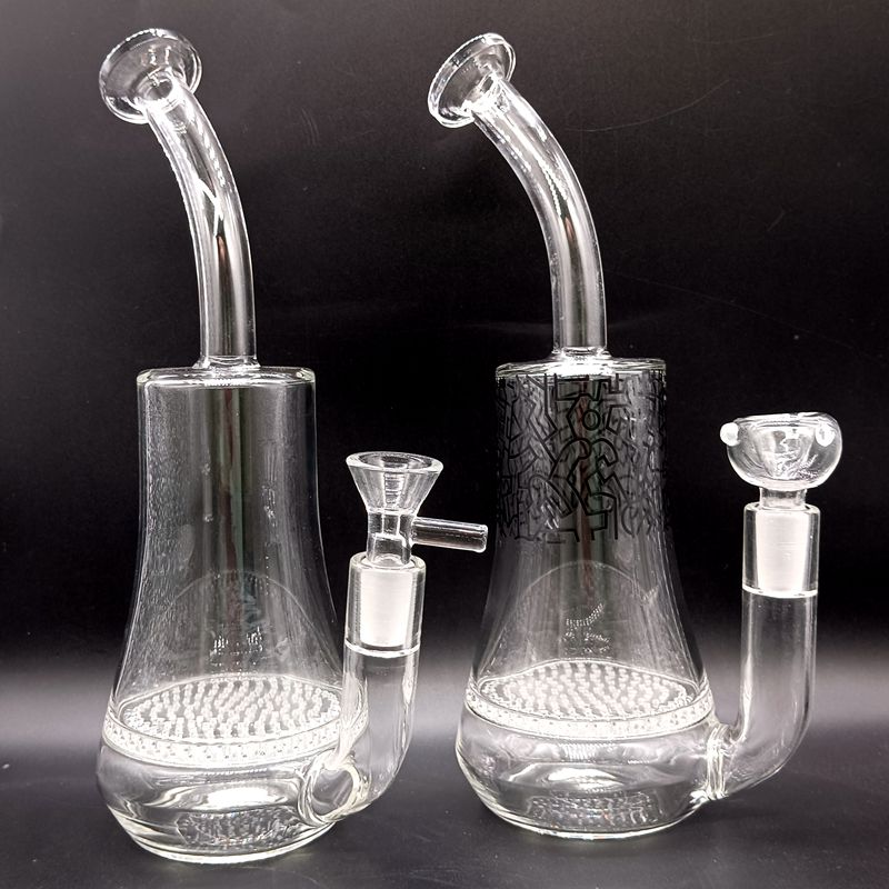 Clear Mini 8.5 inch Glass Water Bong Hookahs with Honeycomb Filters Thick Oil Dab Rigs Smoking Pipes Female 14mm