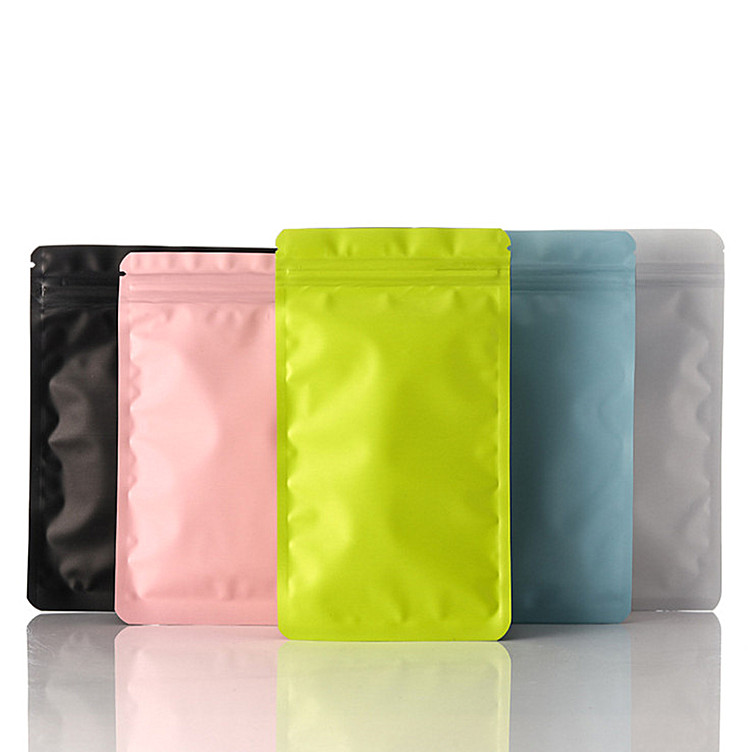 100pcs Flat Bottom Aluminum Foil Zip Lock Packaging Bags Resealable Snack Ground Coffee Beans Chocolate Tea Sugar Beaf Christmas Wedding Gifts Storage
