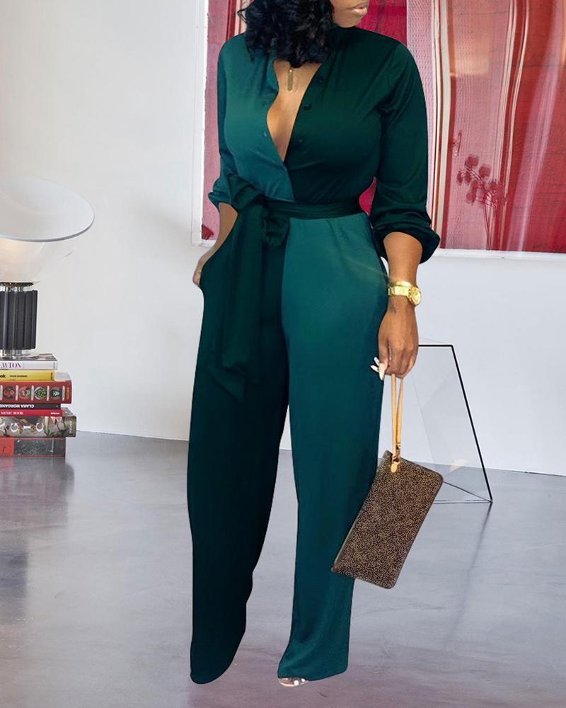 Women's Jumpsuits & Rompers Plus Size Colorblock Insert Buttoned Lantern Sleeve, Black;white
Women's Jumpsuits & Rompers Plus Size Colorblock Insert Buttoned Lantern Sleeve, Black;white