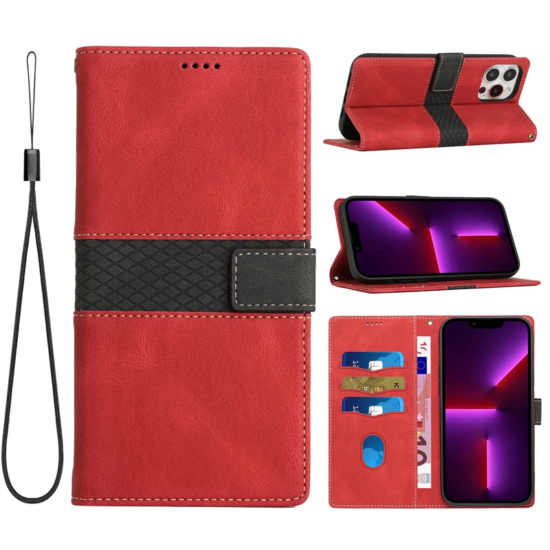 Grid Hybrid Color Leather Wallet Cases For Iphone 17 Air 16 16E 15 14 13 Pro Max 2 11 XR 8 7 6 Plus Credit ID Card Slot Cash Pocket Flip Cover Busines