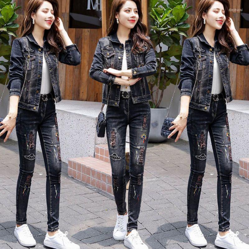 Women' Two Piece Pants 2022 Vintage High Quality Two-piece Set Demin Jacket And Jeans Spring Autumn 2-Piece, Gray
Women' Two Piece Pants 2022 Vintage High Quality Two-piece Set Demin Jacket And Jeans Spring Autumn 2-Piece, Gray