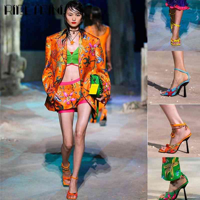 Sandals Genuine Leather Brand Luxury Designer Show Party Wedding Open Toe Gladiator Women Thin High Heels Summer Ladies Shoes 220402, Orange style2
Sandals Genuine Leather Brand Luxury Designer Show Party Wedding Open Toe Gladiator Women Thin High Heels Summer Ladies Shoes 220402, Orange style2