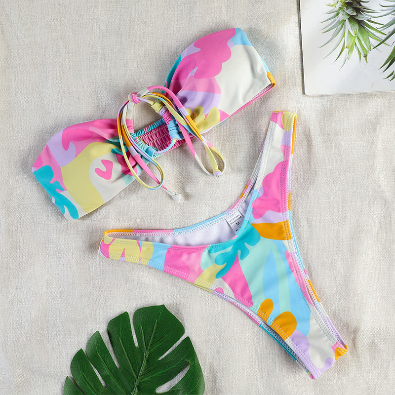 Print Bikini Summer Swimsuit Triangle Swiwmear Women Push Up Bikinis Set Micro Thong Bathing Suits Halter Beachwear 220611