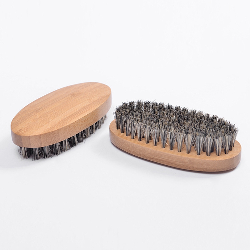 11.3x5.5x3cm Bamboo Boar Bristles Beard Brush Mustache Comb Men Face cleaning brush