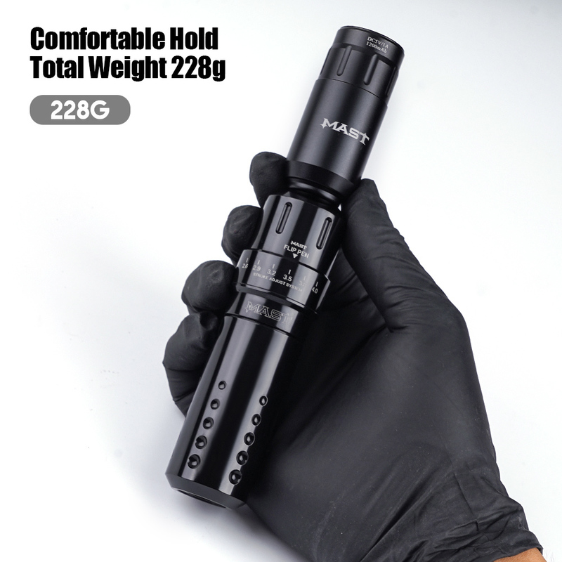 Mast Flip Adjustable Stroke Lengths Makeup Tattoo Machine Pen Kit PMU Permanent Rechargeable with Mini Wireless Power Supply Set 220708