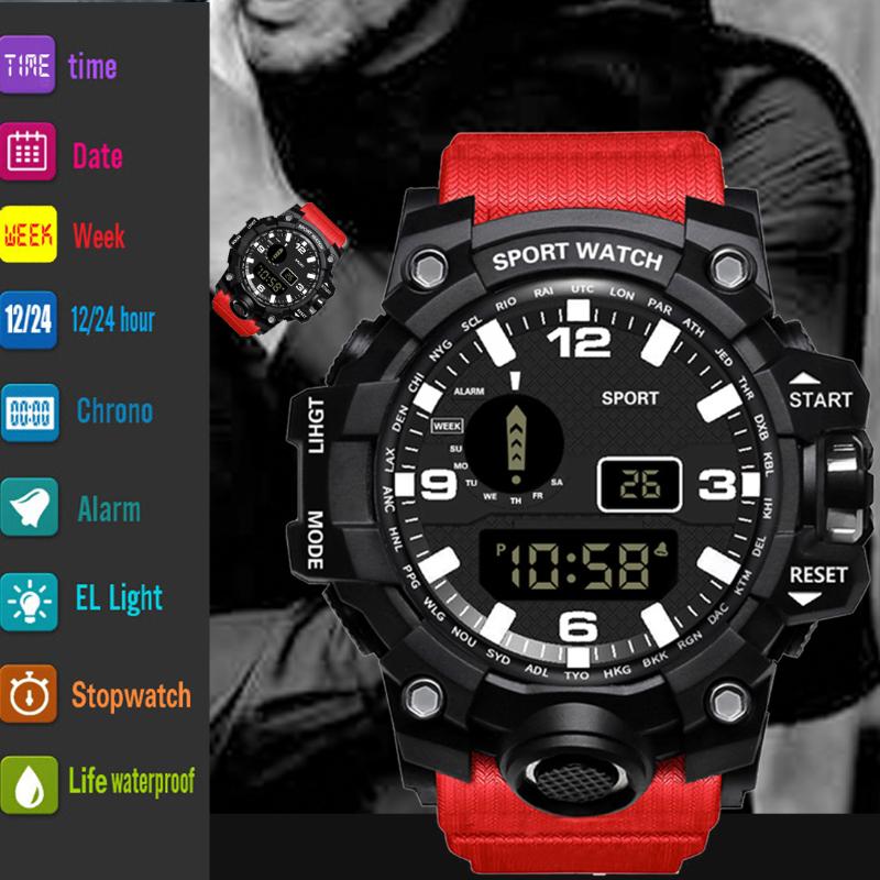 Wristwatches Sports Watch LED Digital Wristwatch Military Men Watches Shockproof Life Waterproof Male Electronic Clock Relogio MasculinoWris, Black
Wristwatches Sports Watch LED Digital Wristwatch Military Men Watches Shockproof Life Waterproof Male Electronic Clock Relogio MasculinoWris, Black