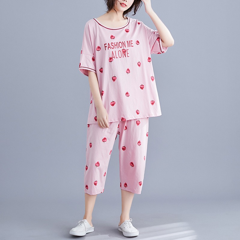 plus Cherry & Heart Print Ruffle Trim Sleep Tee & Shorts b5CD#, Baby pink 
plus Cherry & Heart Print Ruffle Trim Sleep Tee & Shorts b5CD#, Baby pink