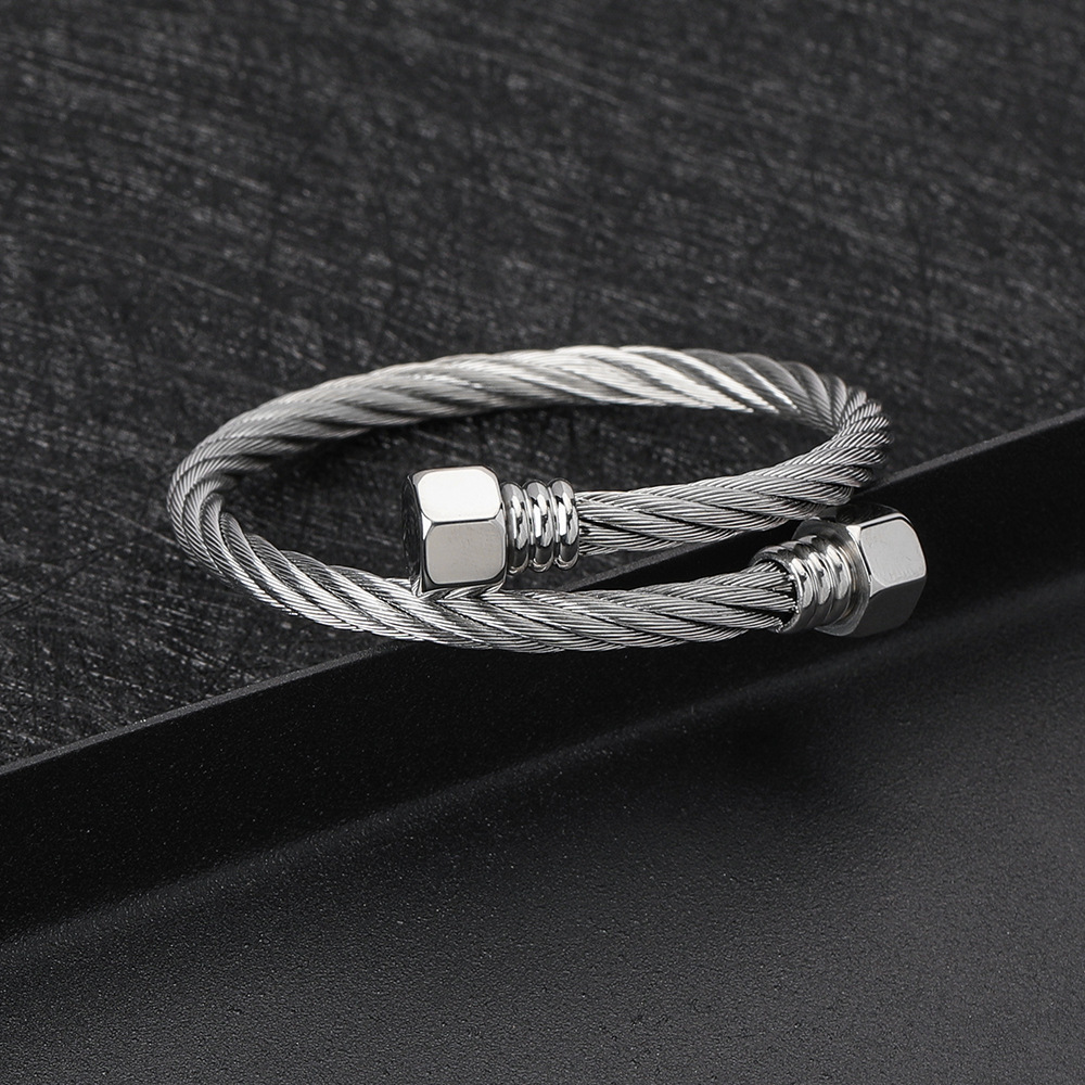 Twisted Wire Steel Bracelet Rope Hexagonal Nut Cable Bracelet