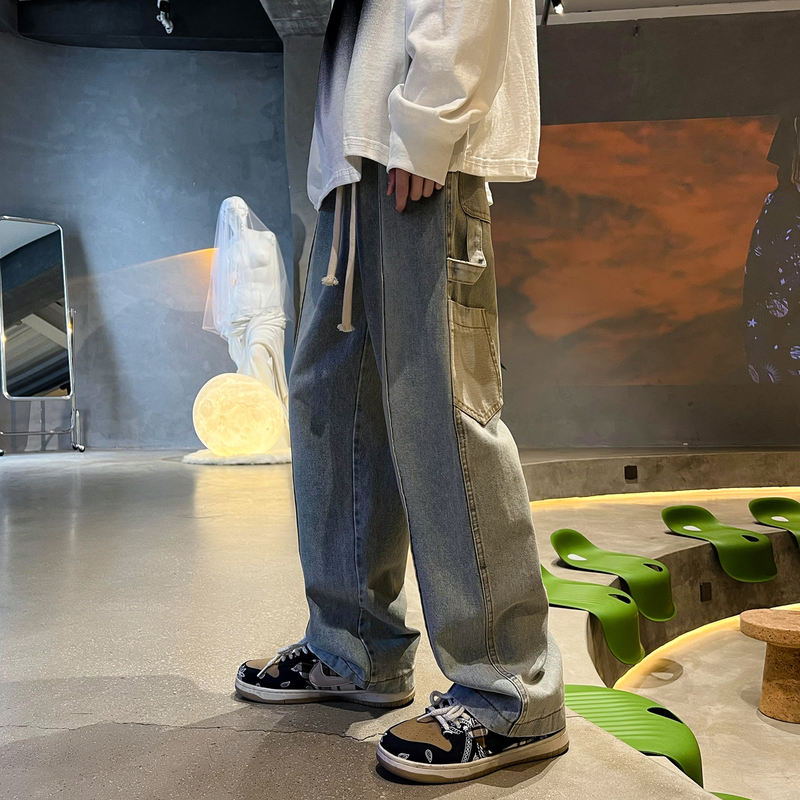 Loose Straight Men Jeans asthetic Man Pants for boy Casual Baggy hip hop Men's Women's jeans Neutral Denim Trousers 220328