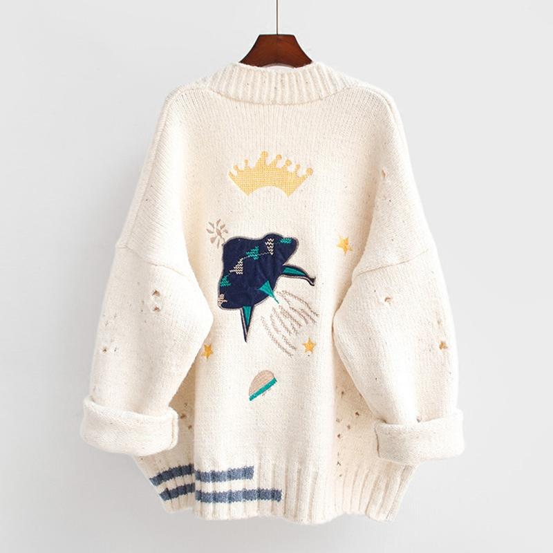 Women's Knits & Tees Cartoon Embroidery Oversize Cardigans Women Harajuku Loose V Neck Sweaters Jacket Female Knitted Cardigan Mujer 2022 Wi, White
Women's Knits & Tees Cartoon Embroidery Oversize Cardigans Women Harajuku Loose V Neck Sweaters Jacket Female Knitted Cardigan Mujer 2022 Wi, White