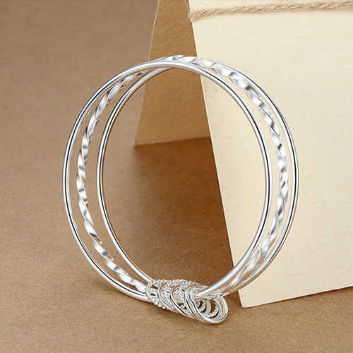 New Hot Special 925 Silver Fine Three Circles Bangle For Women Fashion Party Wedding Jewelry Christmas Gifts