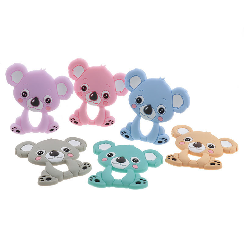 10pcs Silicone Teethers Babies Accessories born Baby Teether Baby Products Pacifier Personalized Bear Dinosaur Koala BPA Free 220407