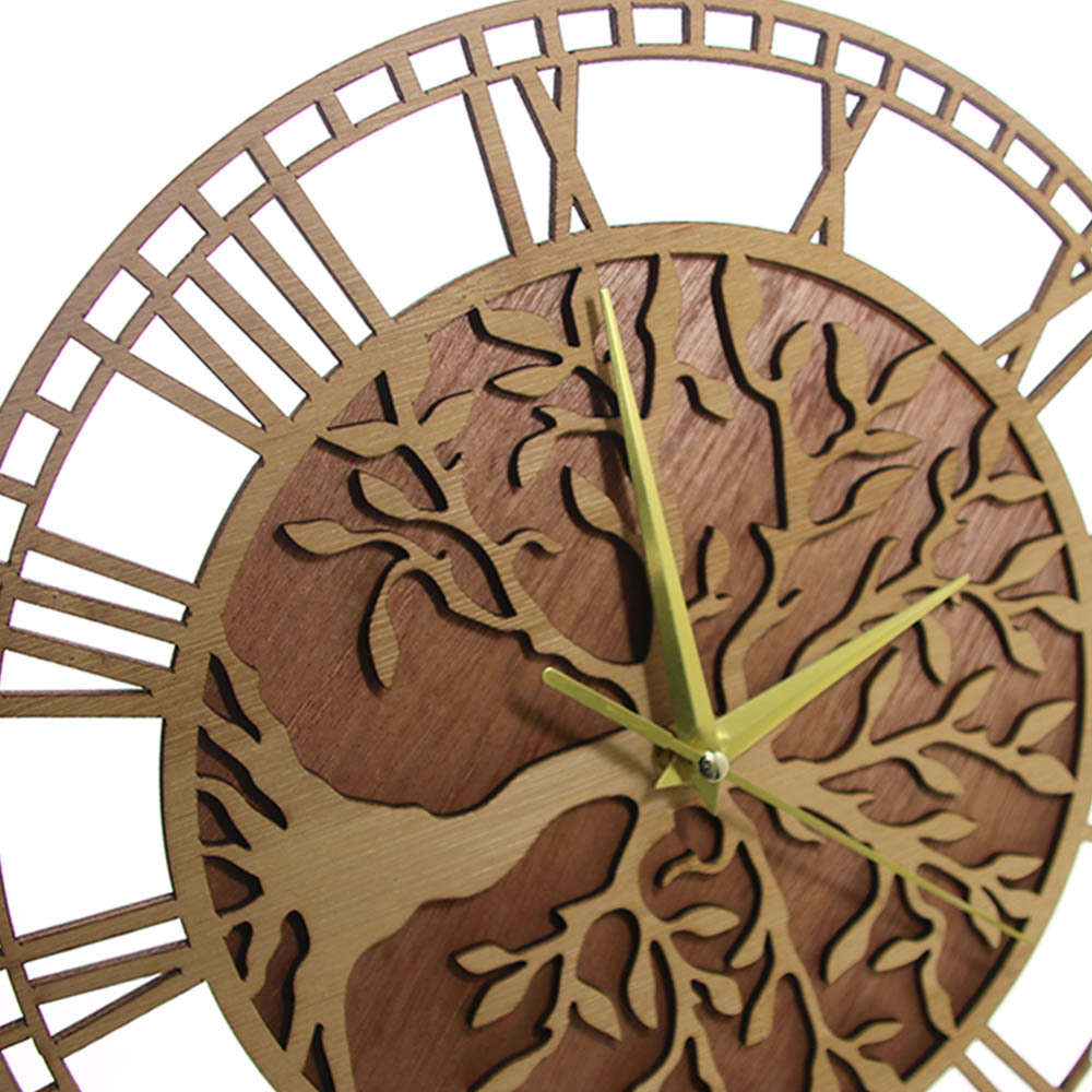 Elegant Tree of Life Wooden Wall Timepiece - Farmhouse Theme, Quiet Mechanism, Perfect Housewarming Present