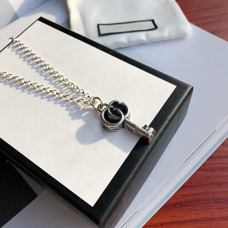 Ag925 Sterling Silver Double G-neck for Men and Women, Retro Fashion Hip-hop Pendant, Luxury Jewelry, Exquisite Party Gifts