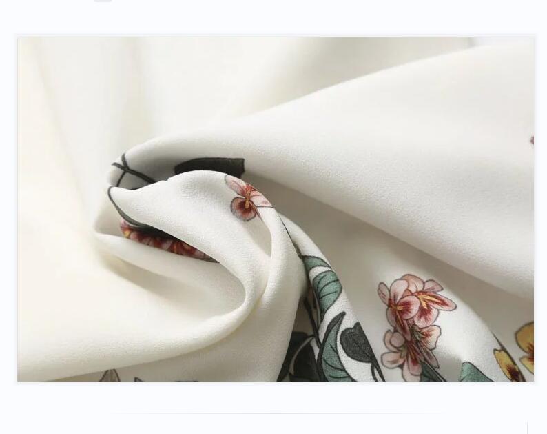 New fashion womens loose capris pants flowers print white color high waist wide leg ninth trousers plus size SML