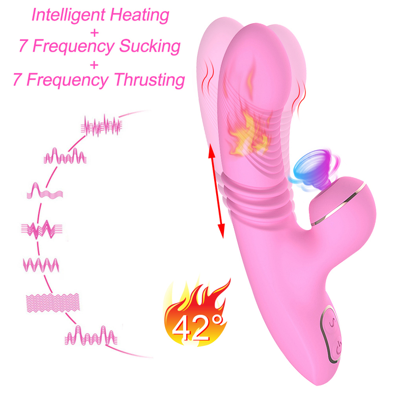 Clitoral Sucker Vagina Vibrator Heating Thrusting Sucking Vibrating Dildo Nipple Sex Toy for Adults 18 Women Masturbator Product 220329