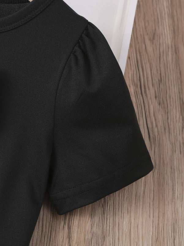 Toddler Girls Gingham Bow Front Puff Sleeve Tee & Skirt SHE