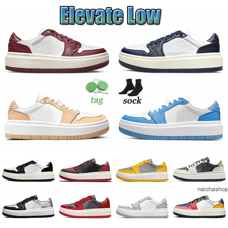 Platform Sneakers 2022 OG 1 Low Elevate Designer Casual Shoes UNLV Wolf Grey University Blue Jumpman 1s Top Leather Silver Toe Team Red OG designer shoes