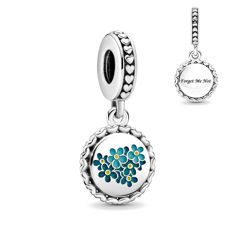 New Popular 925 Sterling Silver European Pet Dog Cat Forget-Me-Not Flower DIY Fine Beads For S925 Snake Charm Bracelet Jewelry