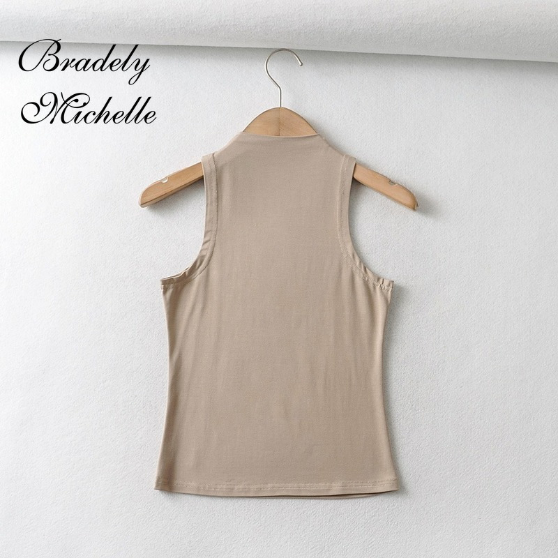 BRADELY MICHELLE Summer Arrival Women Solid Color Causal Sexy Croped-Top Sleeveless Tank Streetwear 220316