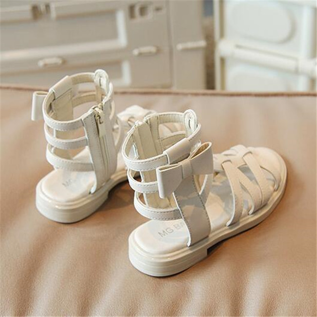 Summer Children Girls Sandals Bow Side Zipper Rome Shoes High Gladiator Sandal kids princess Cool Boots Size 22-35