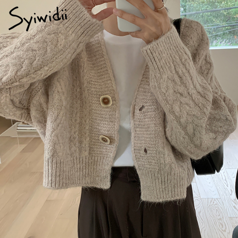 Syiwidii Vintage Criss Cross Woman Crop Sweater Autumn Winter New Cardigan Long Sleeve V Neck Button Up Casual Knitted Coat, Gray
Syiwidii Vintage Criss Cross Woman Crop Sweater Autumn Winter New Cardigan Long Sleeve V Neck Button Up Casual Knitted Coat, Gray